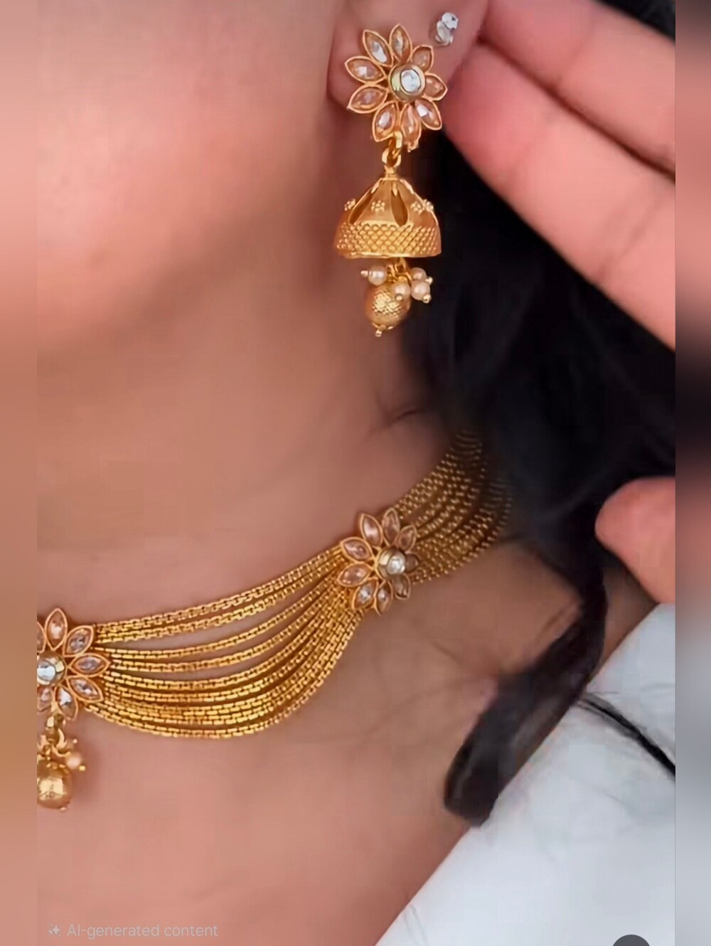 Gold Choker Necklace Set